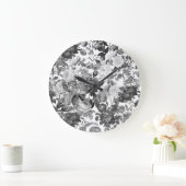 Black White Floral Grote Klok (Huis)