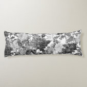 Black White  Floral Lichaamskussen (Achterkant)