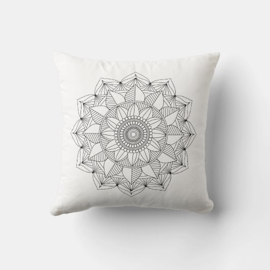 Black White Floral Mandala v1 Kussen (Achterkant)