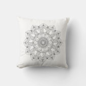 Black White Floral Mandala v1 Kussen (Voorkant)