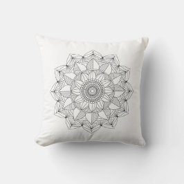Black White Floral Mandala v1 Kussen