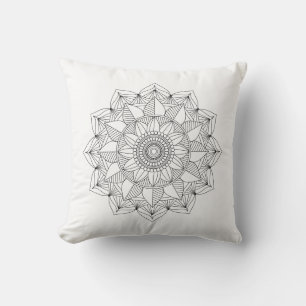 Black White Floral Mandala v1 Kussen