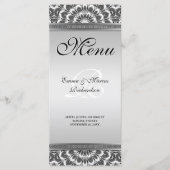 Black White Floral Mandala Wedding Menu Kaart (Voorkant)