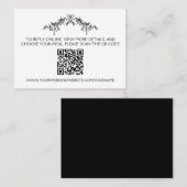 Black & White Floral Minimalist Wedding Info |  Visitekaartje (Voorkant / Achterkant)