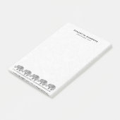Black White Floral Paisley Elephant Illustration Post-it® Notes (Schuin)