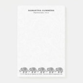 Black White Floral Paisley Elephant Illustration Post-it® Notes (Voorkant)