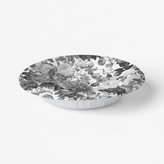 Black White Floral Papieren Kommen (Gebogen)