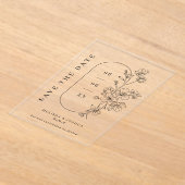 Black & White Floral Photo Wedding Save the Date Acryl Uitnodigingen (Laagn)