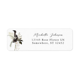 Black & White Floral Return Address Label 3