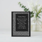 Black White Floral Serenity Prayer Briefkaart (Staand voorkant)