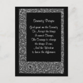 Black White Floral Serenity Prayer Briefkaart (Voorkant)