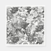 Black White  Floral Servet (Voorkant)