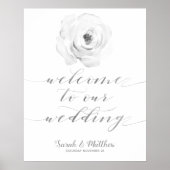 Black White Floral Silver Welkom op ons huwelijk Poster (Voorkant)