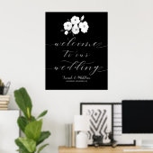 Black White Floral Silver Welkom op ons huwelijk Poster (Thuiskantoor)