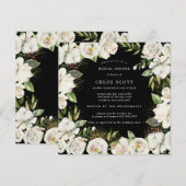 Black White Floral Square Vrijgezellenfeest Kaart (Voorkant / Achterkant)