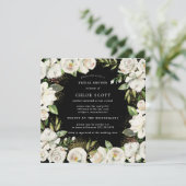 Black White Floral Square Vrijgezellenfeest Kaart (Staand voorkant)