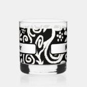 Black White Floral Swirls Pattern Personalized Whisky Glas (Links)