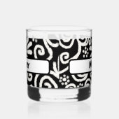 Black White Floral Swirls Pattern Personalized Whisky Glas (Rechts)