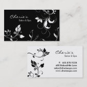 Black White Floral Swirls visitekaartje (Voorkant / Achterkant)