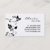Black White Floral Swirls visitekaartje (Achterkant)