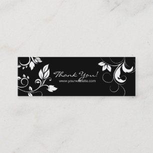 Black White Floral Swirls visitekaartje bladwijzer