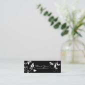 Black White Floral Swirls visitekaartje bladwijzer (Staand voorkant)
