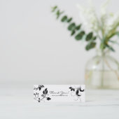 Black White Floral Swirls visitekaartje bladwijzer (Staand voorkant)
