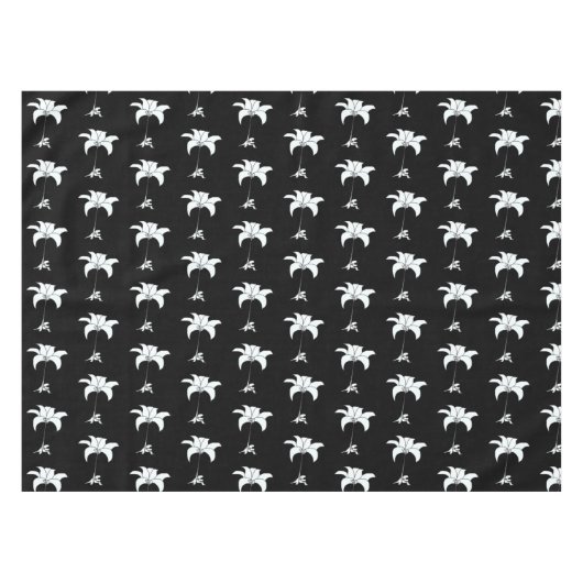 Black White Floral Tafelkleed (Voorkant (Horizontaal))