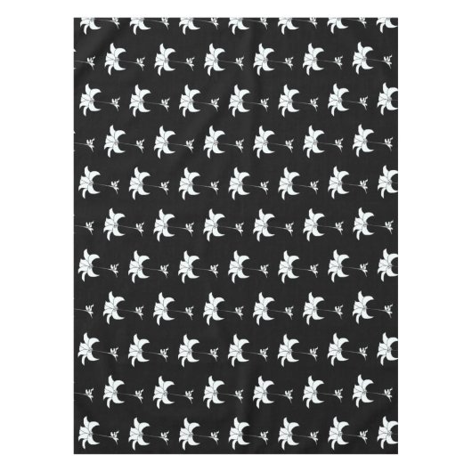 Black White Floral Tafelkleed (Voorkant)