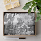 Black White  Floral Tissuepapier (Geschenk)