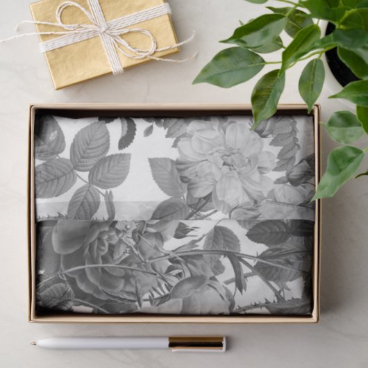 Black White  Floral Tissuepapier (Geschenk)