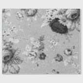 Black White  Floral Toile Fabric No.5 Cadeaupapier (Vlak)