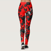 Black White Floral Toile Flower Garden Leggings (Achterkant)
