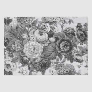 Black & White Floral Toile No.3A Tissuepapier