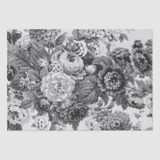 Black & White  Floral Toile No.3A Tissuepapier (Voorkant)