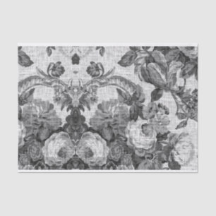 Black White  Floral Toile No.5 Tissuepapier