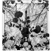 Black White Floral Trees Eiffel Tower Dramatic Douchegordijn (Voorkant)