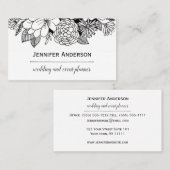 Black White Floral Visitekaartje (Voorkant / Achterkant)