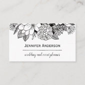 Black White Floral Visitekaartje (Voorkant)