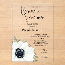 Black White Floral Vrijgezellenfeest Acryl Uitnodigingen