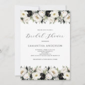 Black White Floral Vrijgezellenfeest Kaart (Voorkant)