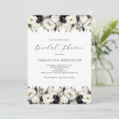 Black White Floral Vrijgezellenfeest Kaart (Staand voorkant)