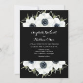 Black White Floral Wedding All in One Kaart (Voorkant)
