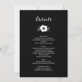 Black White Floral Wedding All-in-One uitnodiginge (Achterkant)