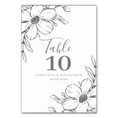 Black White Floral Wedding Kaart (Achterkant)