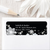 Black White Floral Winter Wedding Address Etiket (Insitu)
