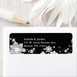 Black White Floral Winter Wedding Address Etiket