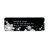 Black White Floral Winter Wedding Address Etiket (Voorkant)