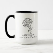 Black White Flower January Birthday Gift Monogram Mok (Links)