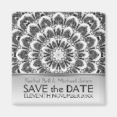 Black White Flower SavetheDate Magnet (Voorkant)